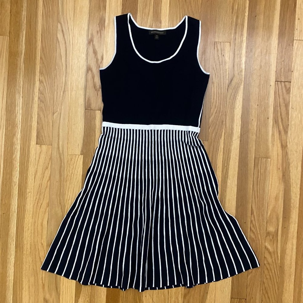 Banana Republic Knit Navy and Ivory Striped Dress